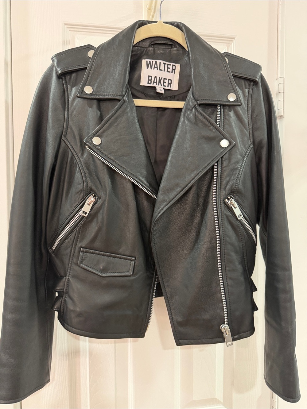 Walter Baker Black Leather Asymmetrical Moto Jacket
